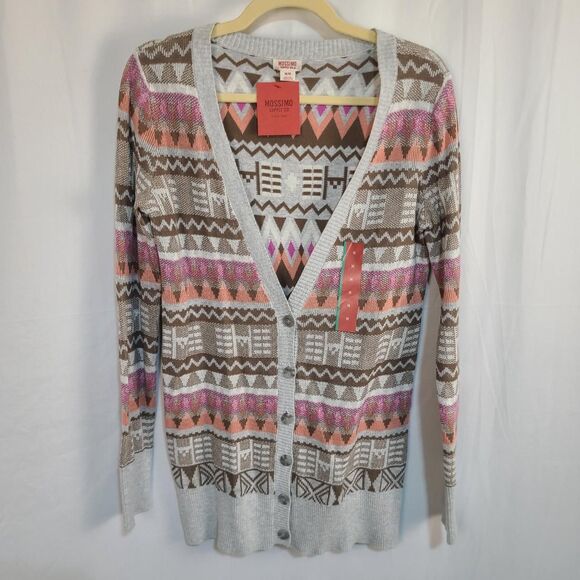 Mossimo Juniors medium multi striped Cardi boho cottagecore casual lightweight - Picture 1 of 4